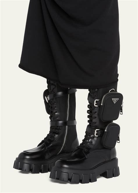 prada combat boots with pouches.